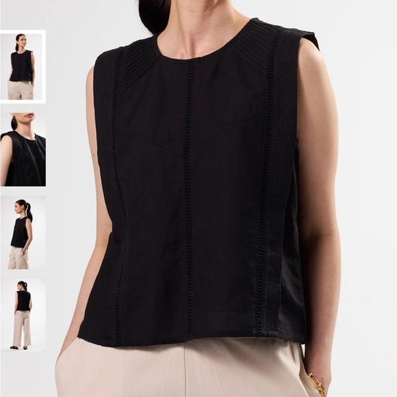 Amour Vert Black Detailed Tank Top, Medium, NWT - Picture 2 of 10